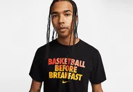 Koszulki męskie - Nike Dri-Fit Basketball Before Breakfast Tee Black - miniaturka - grafika 1