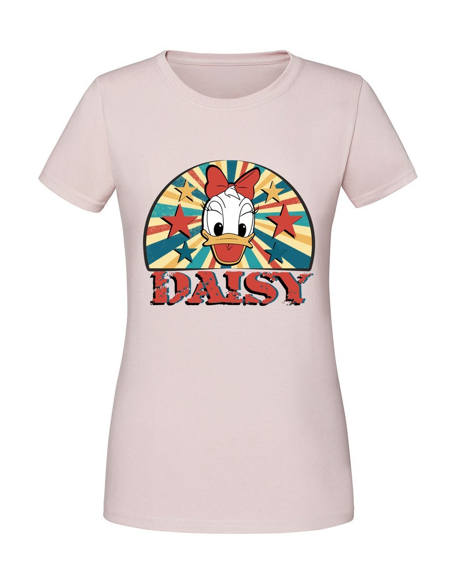 Damska koszulka z nadrukiem - DAISY VINTAGE Pudrowy Róż XL