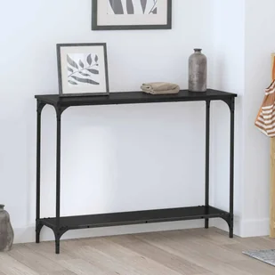 vidaXL Konsola Czarny dąb 101 x 30.5 x 75 cm Materiał drewnopochodny - Konsole i sekretarzyki - miniaturka - grafika 1