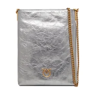 Torebki damskie - Torebka PINKO Flat Satchel AI 25-26 PCPL 105352 A2OT Srebrny - miniaturka - grafika 1