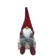 Ozdoby bożonarodzeniowe - Skrzat tekstylny siedzący 67 cm czerwono-szary - miniaturka - grafika 1