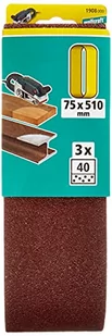 Wolfcraft Taśma szli&#64257;erskia z tkaniny 75 x 510 mm granulacja 40mm (3szt.) 1908000 - Materiały ścierne - miniaturka - grafika 1