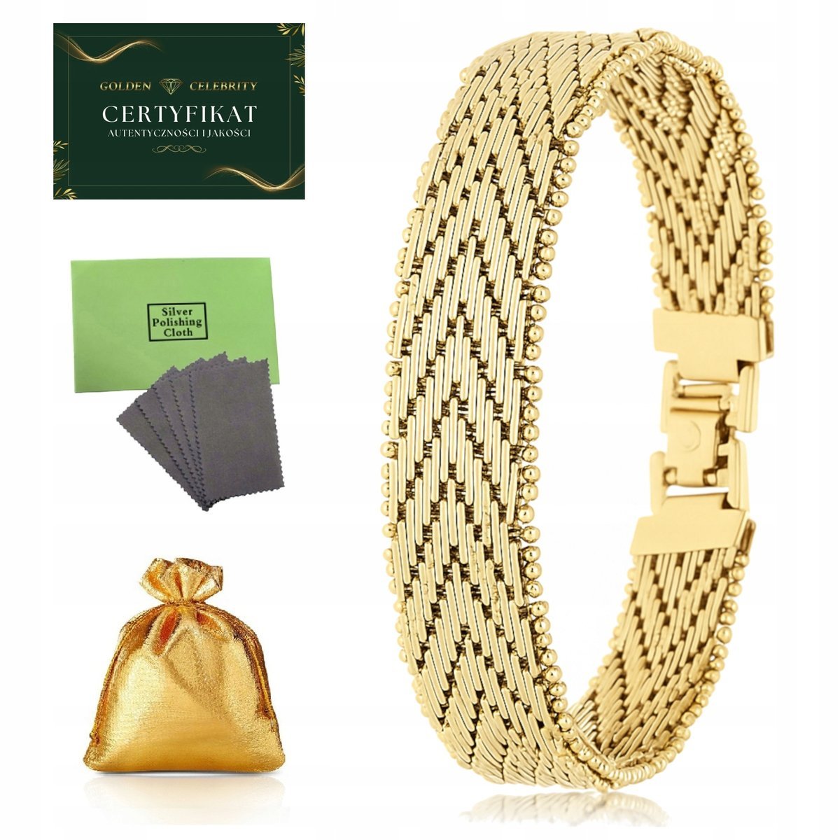 ELEGANCKA POZŁACANA BRANSOLETKA DAMSKA STAL CHIRURGICZNA 19 CM DLA KOBIETY