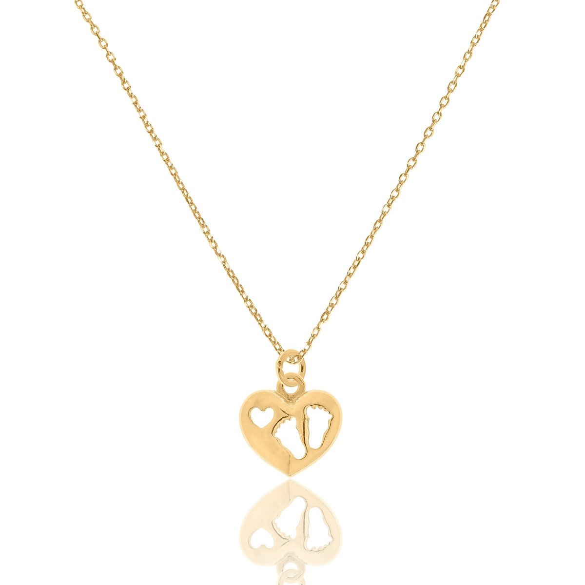 Naszyjnik srebrny pozłacany z sercem i stópkami 42 CM