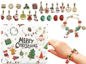 Ozdoby bożonarodzeniowe - KALENDARZ ADWENTOWY Charms BRANSOLETKA Prezent Święta 24 Okienka DZIEWCZYNY - miniaturka - grafika 1