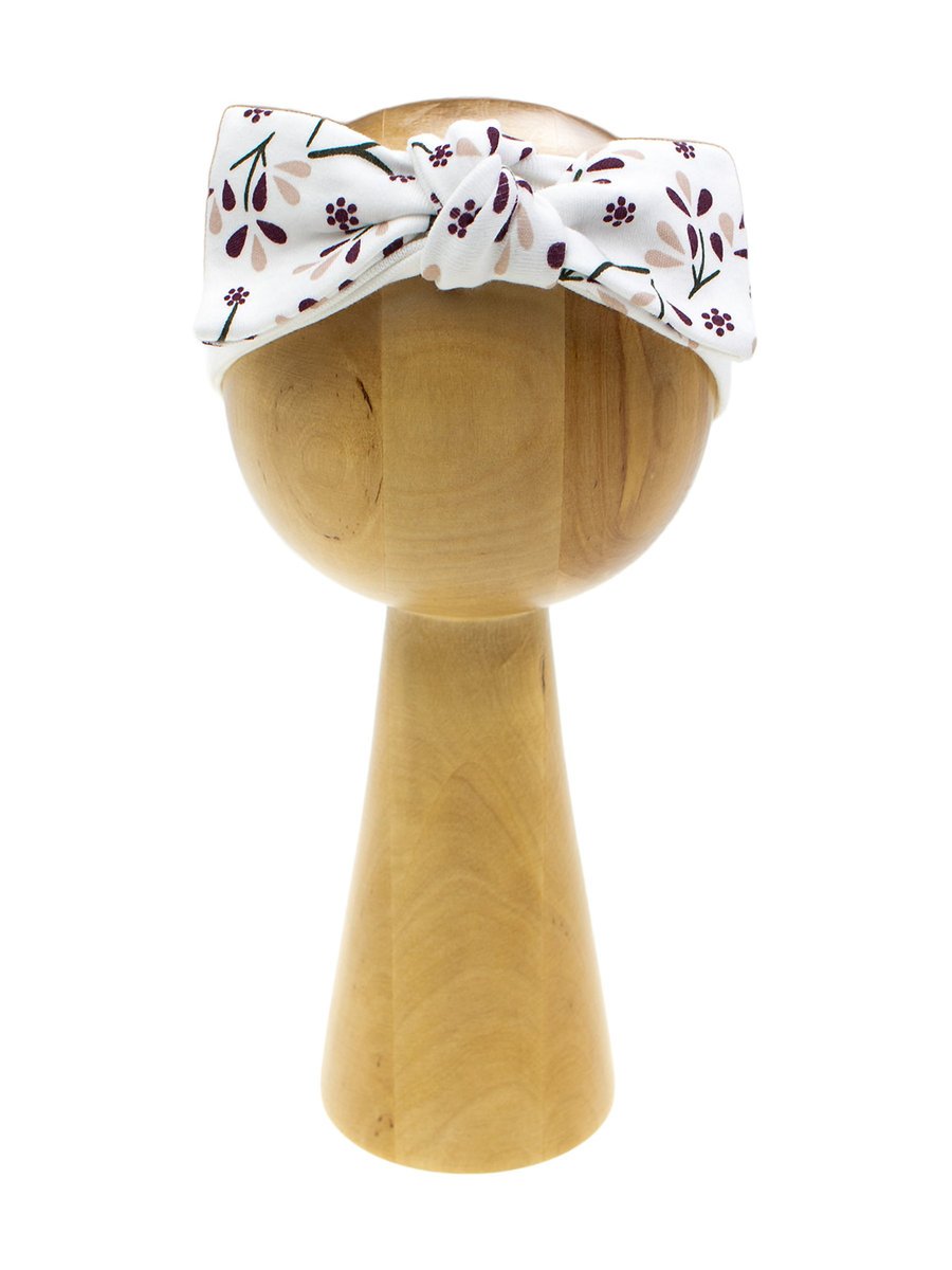 Dziewczęca opaska kokarda kwiaty kremowa Nicol