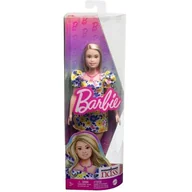 Lalki dla dziewczynek - Lalka Barbie Mattel Fashionistas 208 z zespołem Downa ubrana w kwiecistą sukienkę FBR37 (HJT05) - miniaturka - grafika 1