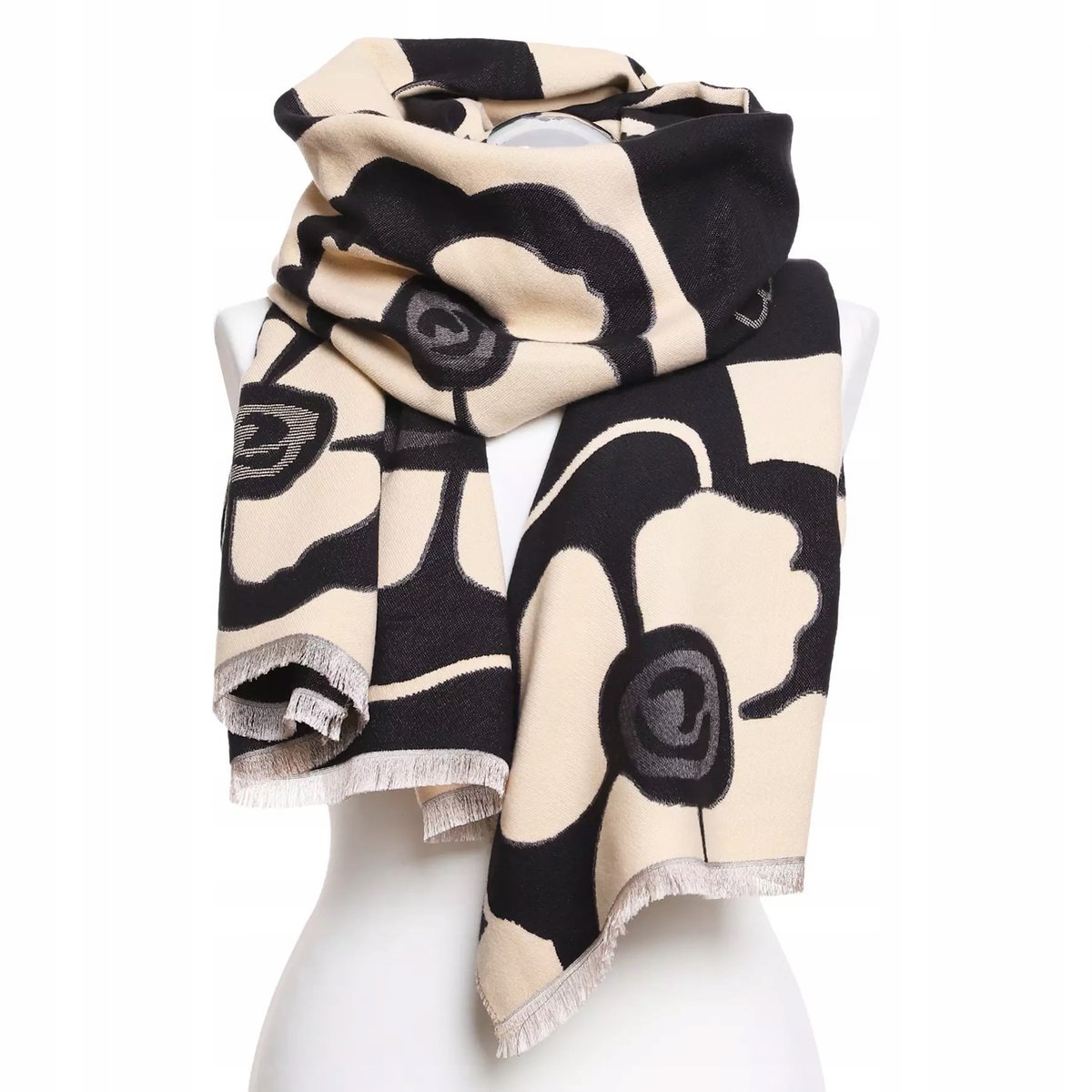 SZAL DAMSKI SZALIK MODNY JESIEŃ ZIMA UNIWERSALNY CIEPŁY PRZYJEMNY MORAJ BLACK