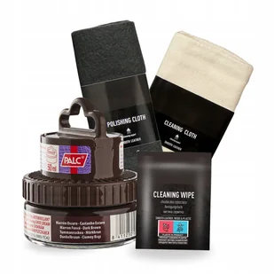 Pasta do Butów Ciemny Brąz Chusteczka i Szmatki do Skóry Palc Zestaw 4w1 - Środki do obuwia i ubrań Pasta do Butów Ciemny Brąz Chusteczka i Szmatki do Skóry Palc Zestaw 4w1 - Środki do obuwia i ubrań - miniaturka - grafika 1