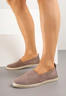 Espadryle damskie - Ciemnobeżowe Espadryle na Płaskiej Plecionej Podeszwie Juliatta - miniaturka - grafika 1
