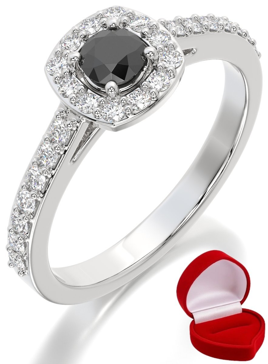 ZŁOTY PIERŚCIONEK ZARĘCZYNOWY 585 14k BRYLANT CZ. 0,19 ct BIAŁE ZŁOTO R6