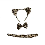 Dodatki do strojów karnawałowych - Strój Kot Gepard Leopard Opaska Ogon Mucha - miniaturka - grafika 1