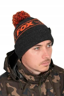 FOX Collection Bobble Hat Black Orange - czapka zimowa - Czapki damskie - miniaturka - grafika 1