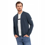Bluzy męskie - Męska bluza dresowa bomberka bawełniana granatowa Ombre OM-SSZP-0215 V4 L - miniaturka - grafika 1