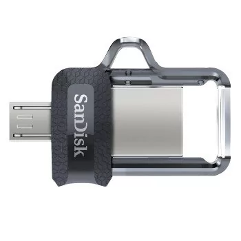 Sandisk Ultra Dual m3.0 pamięć USB 256 GB USB Type-A / Micro-USB 3.2 Gen 1 (3.1 Gen 1) Czarny, Srebrny, Przezroczysty, Nośnik Pendrive USB