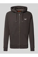 Bluzy męskie - Bluza rozpinana z wyhaftowanym logo i kapturem - Superdry - miniaturka - grafika 1