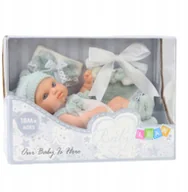 Akcesoria dla lalek - Lalka Bobas Niemowlak Szare Ubranko Czapeczka Śliniaczek 18 cm - miniaturka - grafika 1