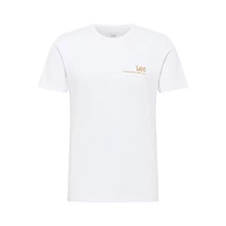 Koszulki męskie - Lee Męski T-shirt z małym logo, Bright White, XXL - grafika 1