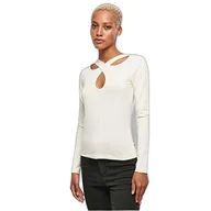 Koszulki i topy damskie - Urban Classics Damska koszulka z długim rękawem Crossed Cut Out, Whitesand, XS - miniaturka - grafika 1