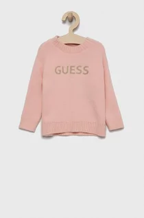 Swetry damskie - Guess Sweter dziecięcy kolor różowy - grafika 1