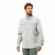 Koszule męskie - Męska koszula trekkingowa Jack Wolfskin BARRIER LS SHIRT M cool grey - S - miniaturka - grafika 1