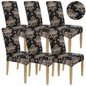 Pokrowce na meble - ZESTAW 6 SZT. POKROWCE POKROWIEC NA KRZESŁO CZARNY WZORY ELASTYCZNY - miniaturka - grafika 1