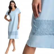 Bielizna nocna - WYGODNA LEKKA BAWEŁNIANA KOSZULA NOCNA DAMSKA KRÓTKI RĘKAW HALKA MORAJ XL BLUE - miniaturka - grafika 1