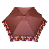 Parasole - Parasolka damska, płaska Super Mini Kieszonkowa falbany na brązowym - miniaturka - grafika 1