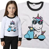 Piżamy dla dziewczynek - Piżama dziecięca Unicorn Jednorożec Na Skuterze 98/104 - VoloDonum - miniaturka - grafika 1