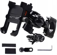 Nawigacja GPS - Uchwyt motocyklowy na telefon imadło solidny metal ładowarka 3,4a qc 3.0 - miniaturka - grafika 1