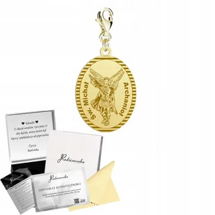 Charms Pozłacany Święty Michał Archanioł Prezent Biżuteria ŻYCZENIA GRATIS - Bransoletki - miniaturka - grafika 1