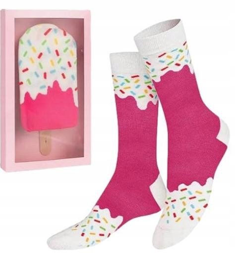Kolorowe Skarpetki Skarpety Lody Truskawkowe Ice Cream Śmieszne Prezent