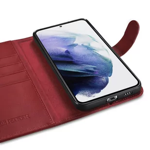 iCarer Haitang Leather Wallet Case skórzane etui do Samsung Galaxy S22+ (S22 Plus) portfel obudowa pokrowiec czerwony (AKSM05RD) - Etui i futerały do telefonów - miniaturka - grafika 2
