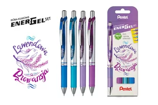 Pentel, Zestaw Lawendowa Prowansja, Zestaw 4 Piór Kulkowych Energel - Pióra kulkowe - miniaturka - grafika 1