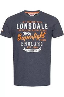 Koszulki męskie - Lonsdale T-shirt męski Tobermory, Marl Navy/Orange/White, 3XL - grafika 1