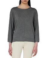Swetry damskie - Mexx Damski sweter Batsleeve Basic Knit Sweater, Mid Grey Melee, XL - miniaturka - grafika 1