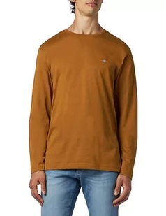 GANT Męski t-shirt REG Shield LS, ciepły brązowy, standardowy, ciepły brąz, L - Koszulki męskie - miniaturka - grafika 1