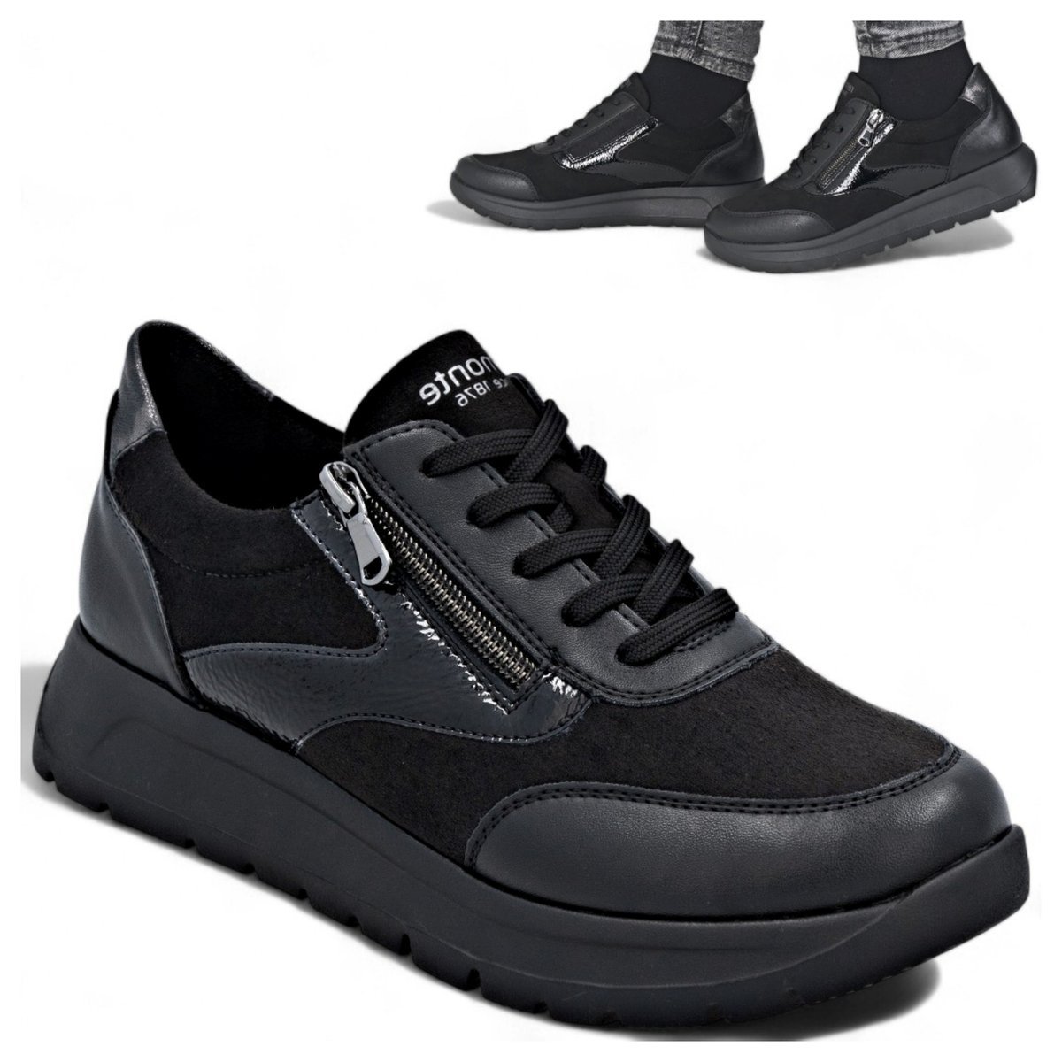 Półbuty Damskie Remonte Wygodne Sneakersy Wsuwane Eleganckie Czarne 37