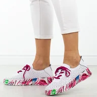 Półbuty damskie - Białe rd ażurowe skórzane półbuty damskie S.Barski 322 - S.BARSKI - miniaturka - grafika 1