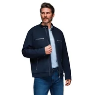 Kurtki męskie - Męska kurtka typu biker z kieszeniami granatowa V1 OM-JALP-0157 L - miniaturka - grafika 1