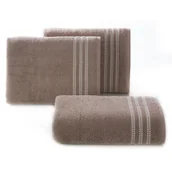 Ręczniki - Ręcznik SEBA 50x90 cm brązowy bordiura pasy bawełna frotte 480 g/m² - miniaturka - grafika 1
