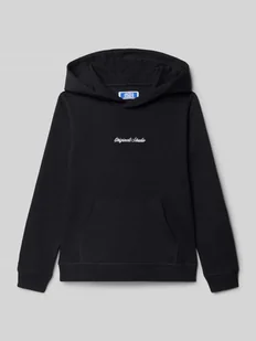 Bluza z kapturem, wyhaftowanym logo i kieszenią kangurką - Swetry dla chłopców - miniaturka - grafika 1