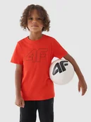 Koszulki dla chłopców - 4F T-shirt z nadrukiem chłopięcy - pomarańczowy 164 (13-14 lat) - miniaturka - grafika 1