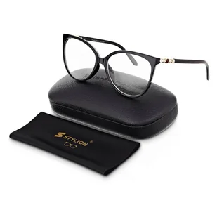 Damskie okulary z cyrkoniami zerówki do komputera z filtrem BLUE LIGHT Polarzone POL-BLF-828K1 - Okulary korekcyjne, oprawki, szkła - miniaturka - grafika 1