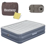 Materace turystyczne - Materac dmuchany dwuosobowy do spania z wbudowaną pompką Bestway 203x152x51cm - miniaturka - grafika 1