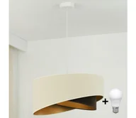 Lampy sufitowe - LED Żyrandol na lince LYRA 1xE27/15W/230V kremowy/czarny/złoty - miniaturka - grafika 1