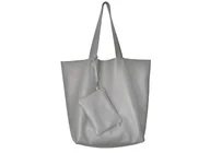 Torebki damskie - Skórzany worek na ramię szary XL - miniaturka - grafika 1