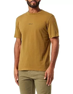 Koszulki męskie - Replay Męski T-shirt z krótkim rękawem, okrągły dekolt, logo, zielony (Army Green 238), L, Army Green 238, L - grafika 1