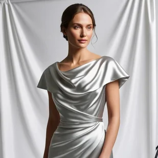 Tkanina ubraniowa satyna z lycrą - srebrny 106 - Pasmanteria - miniaturka - grafika 1