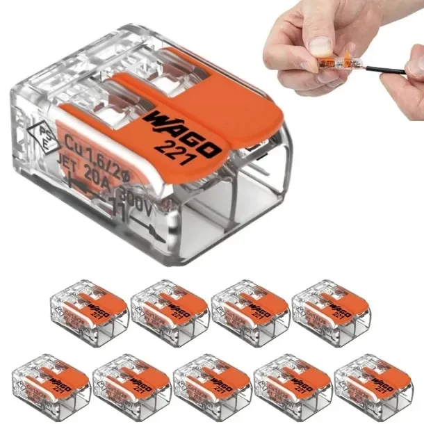 Szybkozłączka WAGO Złączka Przewodowa Instalacyjna Dźwignia 2x4mm 10 sztuk
